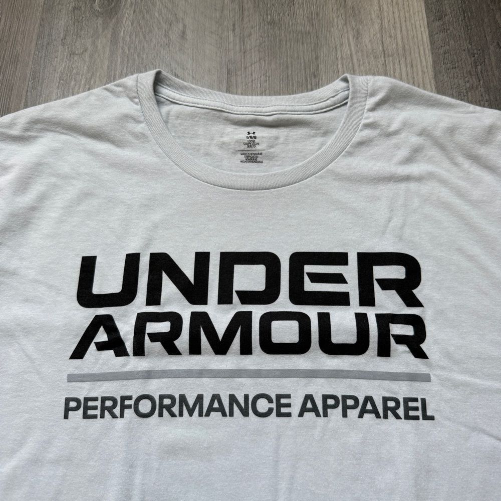 Under Armour Performance Apparel Logo Graphic Tee Halo Gray Large - Picture 3 of 9